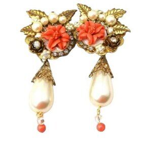 Sugar Gay Isber Vintage Coral Pearls Earrings Contemporary Jewelry